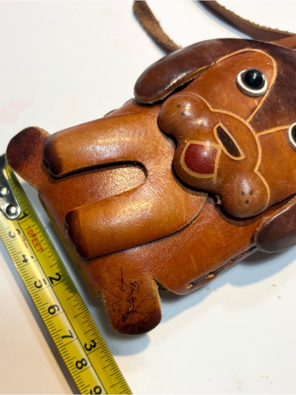 Handcrafted Leather Dog flap cell phone container pouch - Picture 8 of 10